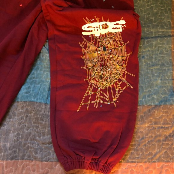Sp5der Logo Sweatpant Maroon - Picture 5 of 8